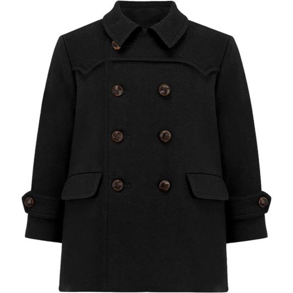 Boys Winter Coat Double Breasted Dress Coats Notched Collar Pea Coat 5-14 Years